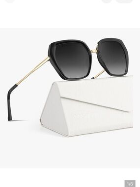 🆕 Black & Gold Oversized Square Women's Sunglasses